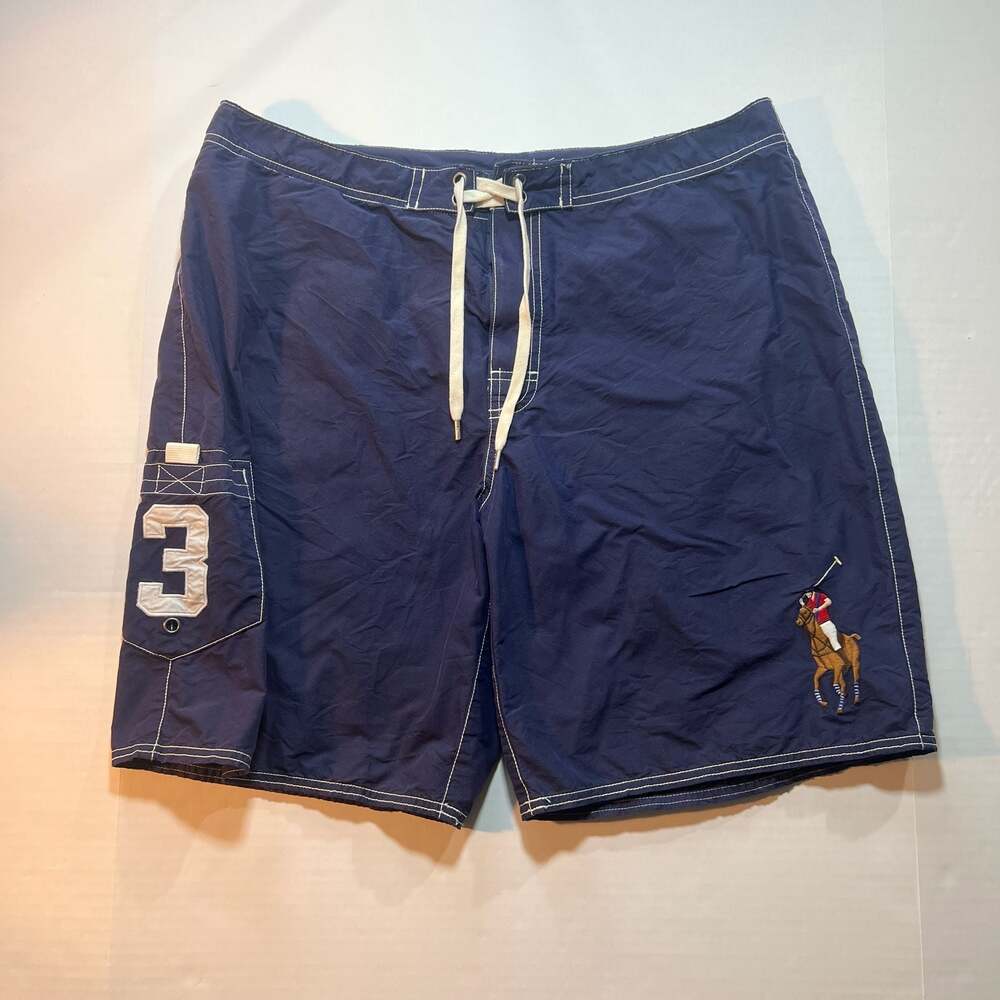 Polo Ralph Lauren Big Pony Navy Blue Swim Trunks Board Shorts Size 34
